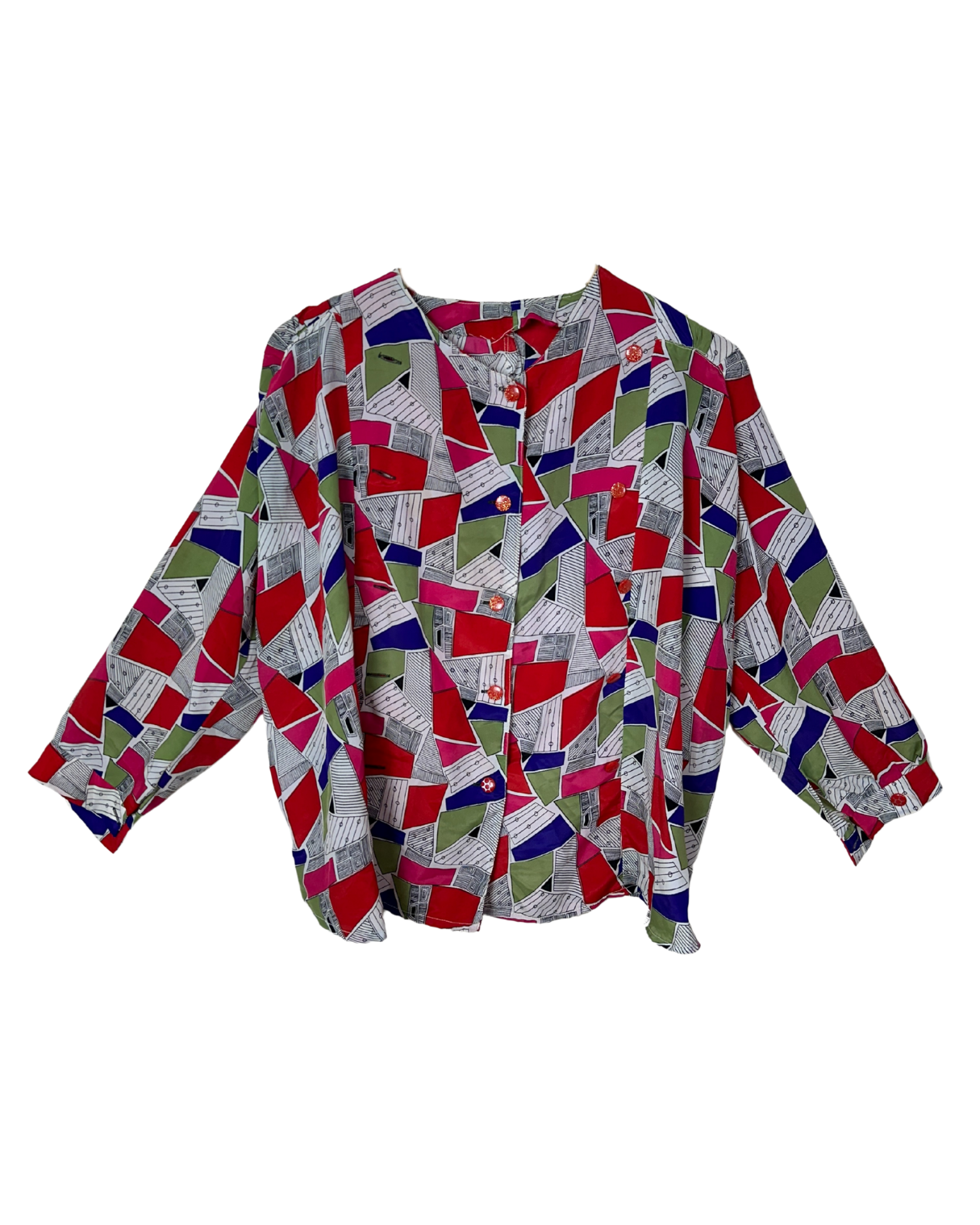 Vintage 80s/90s Abstract Boxy Oversized Blouse Large