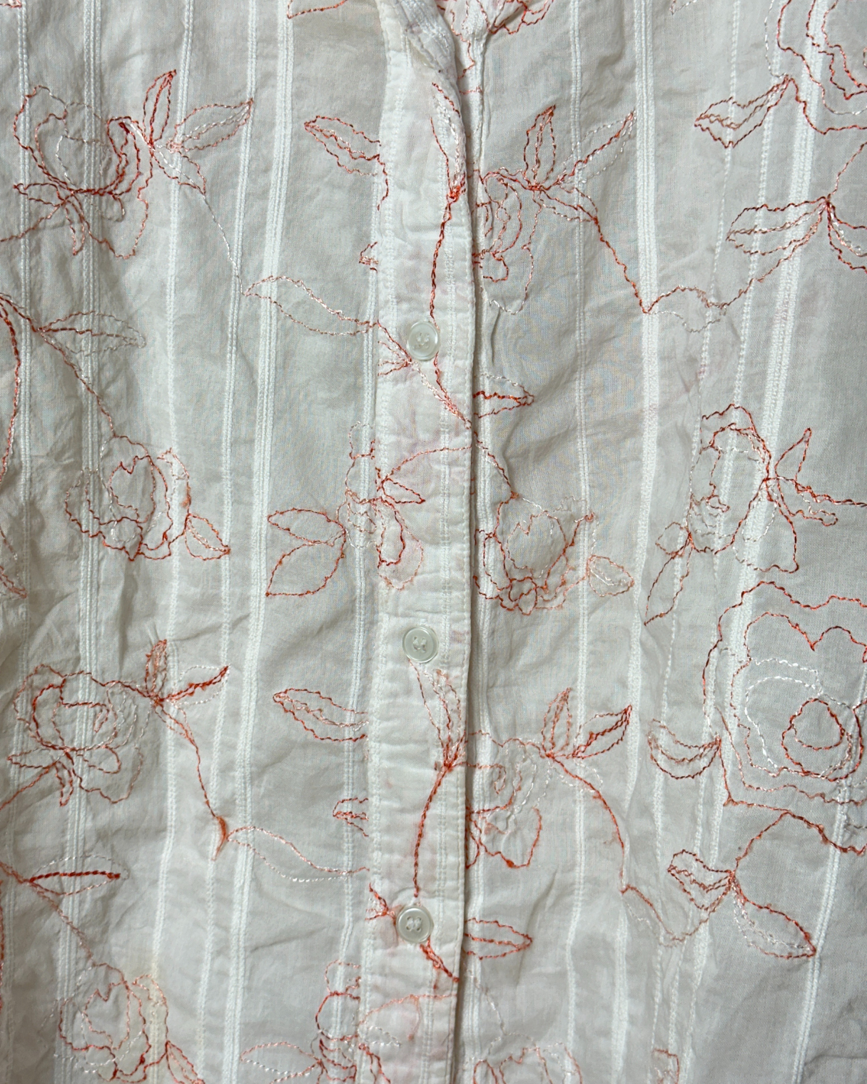 Embroidered Floral Textured Shirt - Women's XL