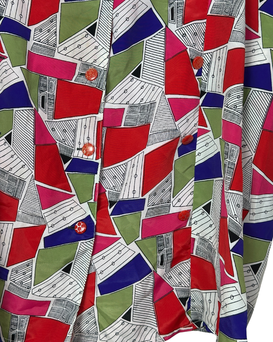 Vintage 80s/90s Abstract Boxy Oversized Blouse Large