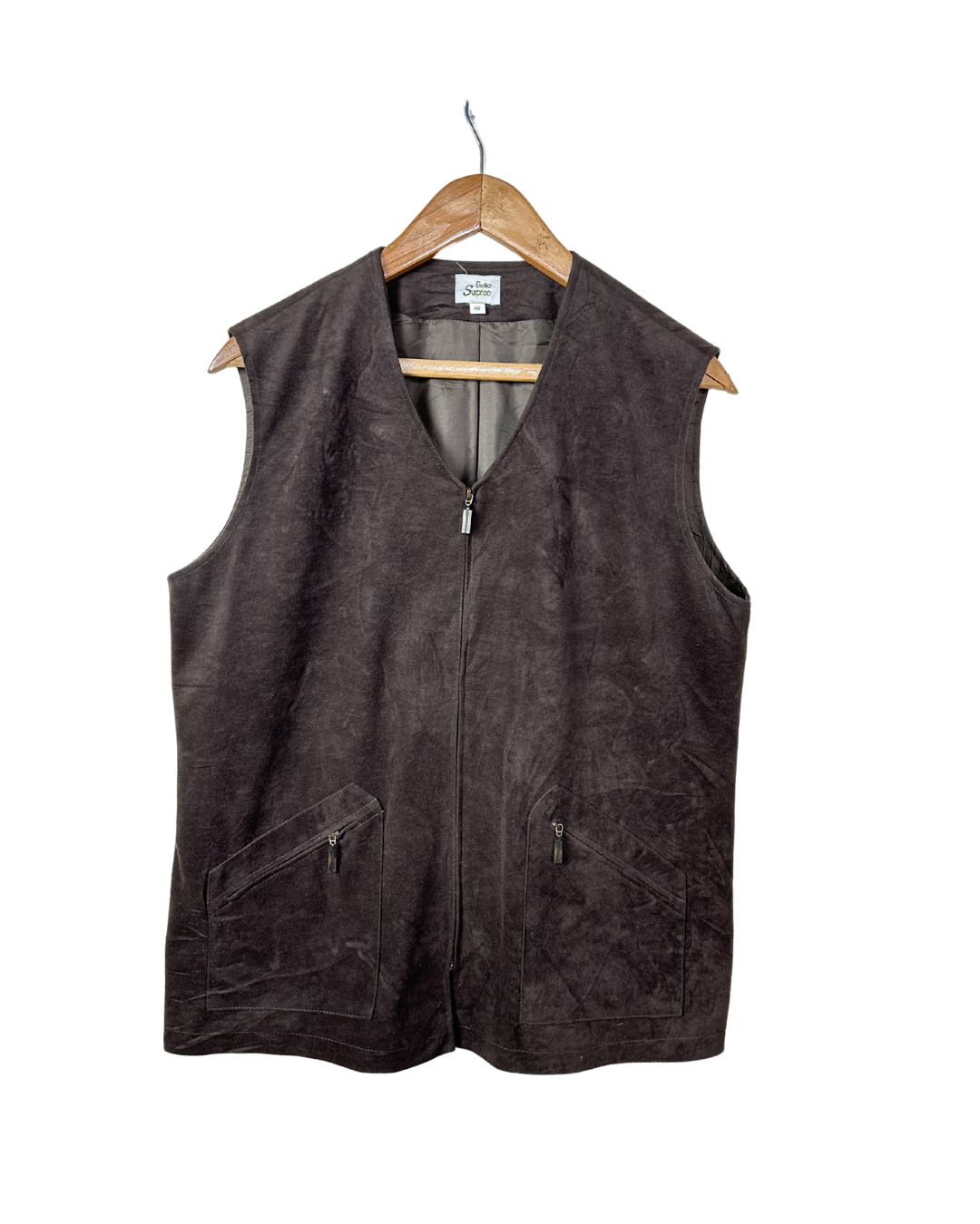 Belle Surprise Suede Zip-up Vest Medium