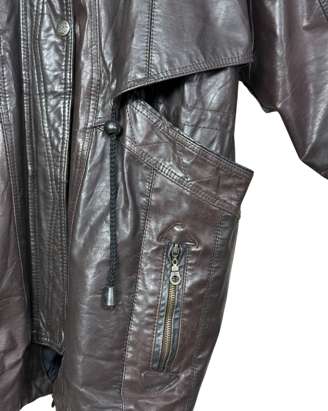 Vintage Whisper Genuine Leather Jacket with Removable Hood XL