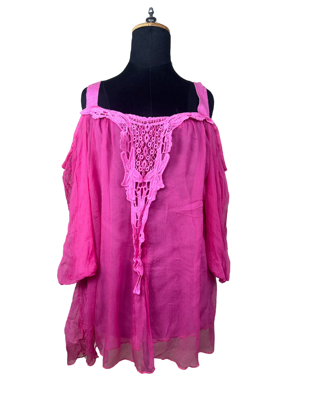 La Vie En Rose Cold-Shoulder Top with Crochet Detail