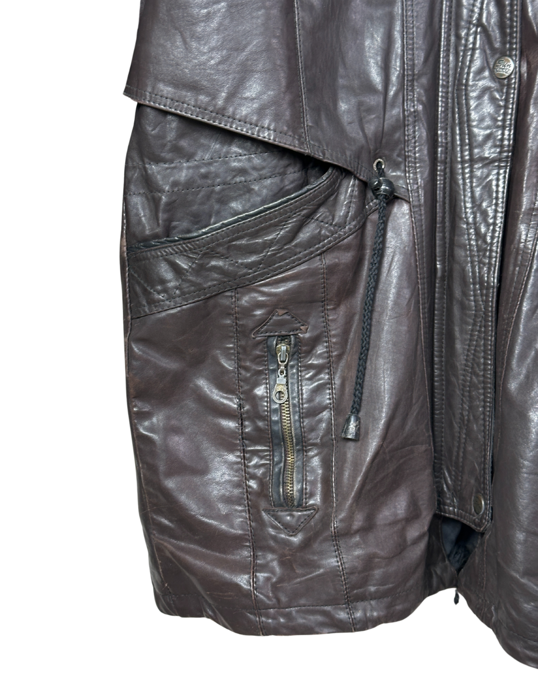 Vintage Whisper Genuine Leather Jacket with Removable Hood XL