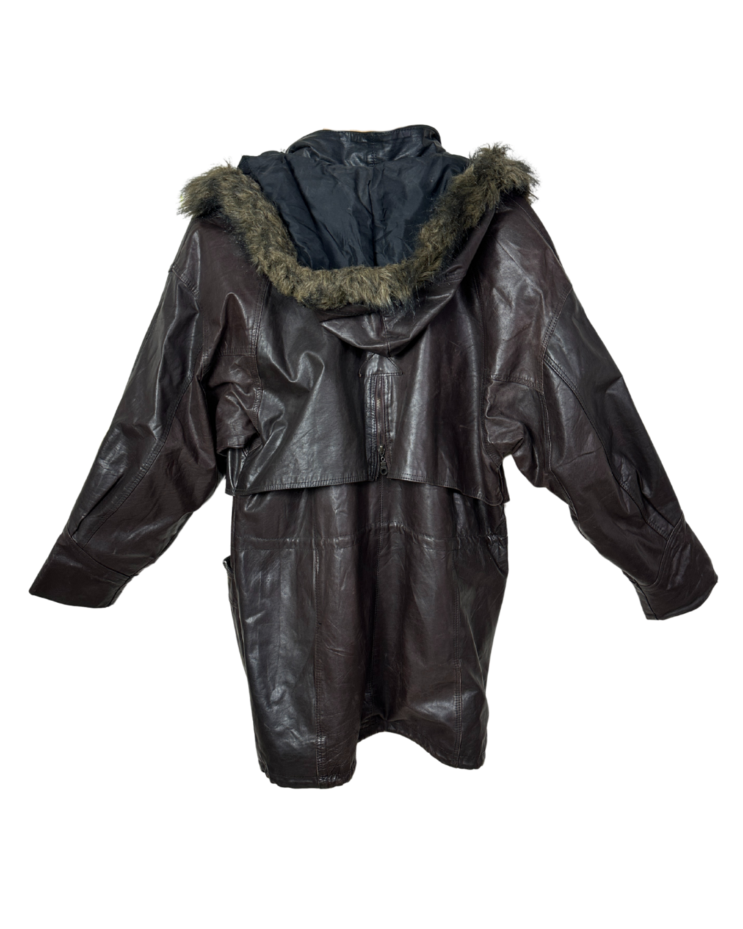 Vintage Whisper Genuine Leather Jacket with Removable Hood XL