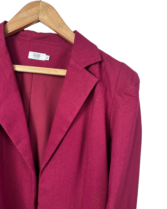 Caznic The Label Shimmering Open Front Blazer