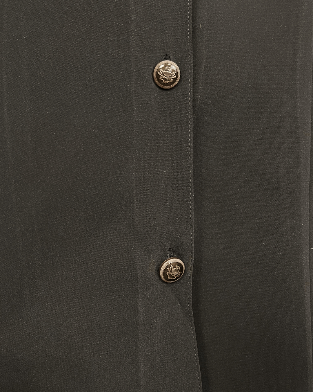 Mandarin Collar Brown Women's Shirt with Gold Crest Buttons