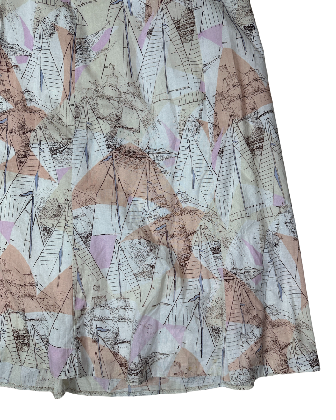 Vintage Pastel A-Line Sailboat Print Skirt