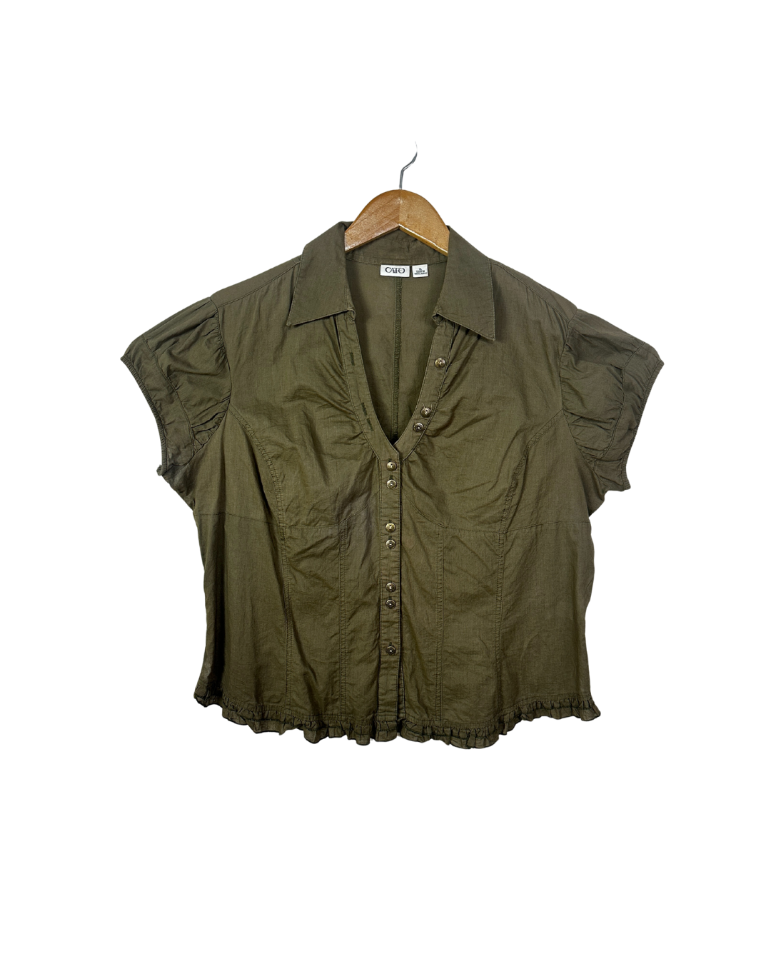 Cato Blouse with Ruched Hem and Decorative Metal Buttons - XL