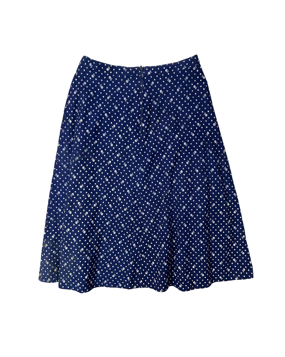 Vintage Navy Blue Floral Midi Skirt