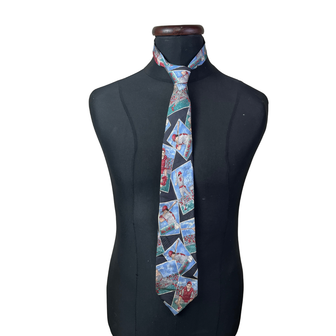 Rare Vintage Baseball Pattern Necktie 10 cm