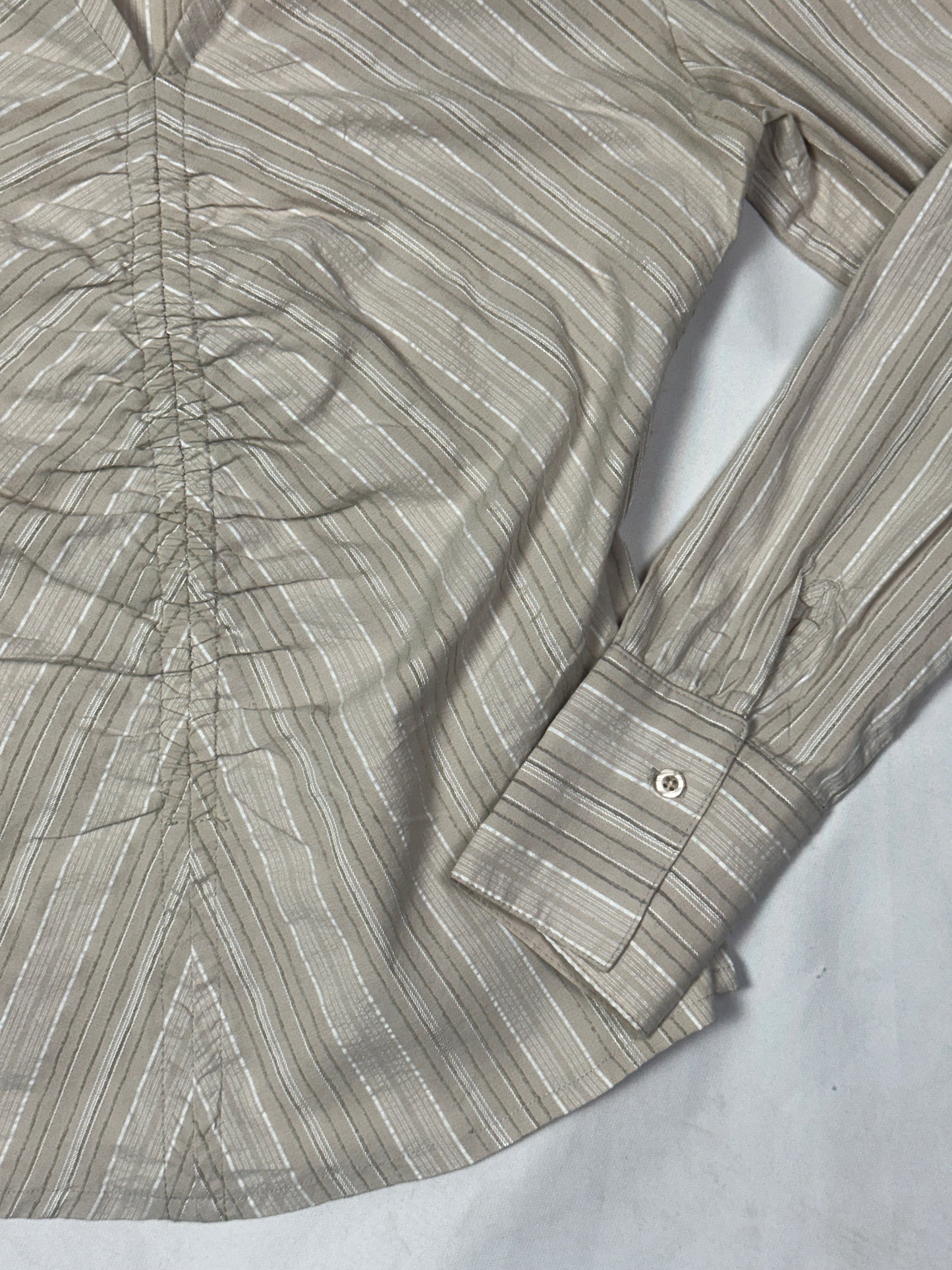 Livre Vintage Striped Ruched Fitted Blouse