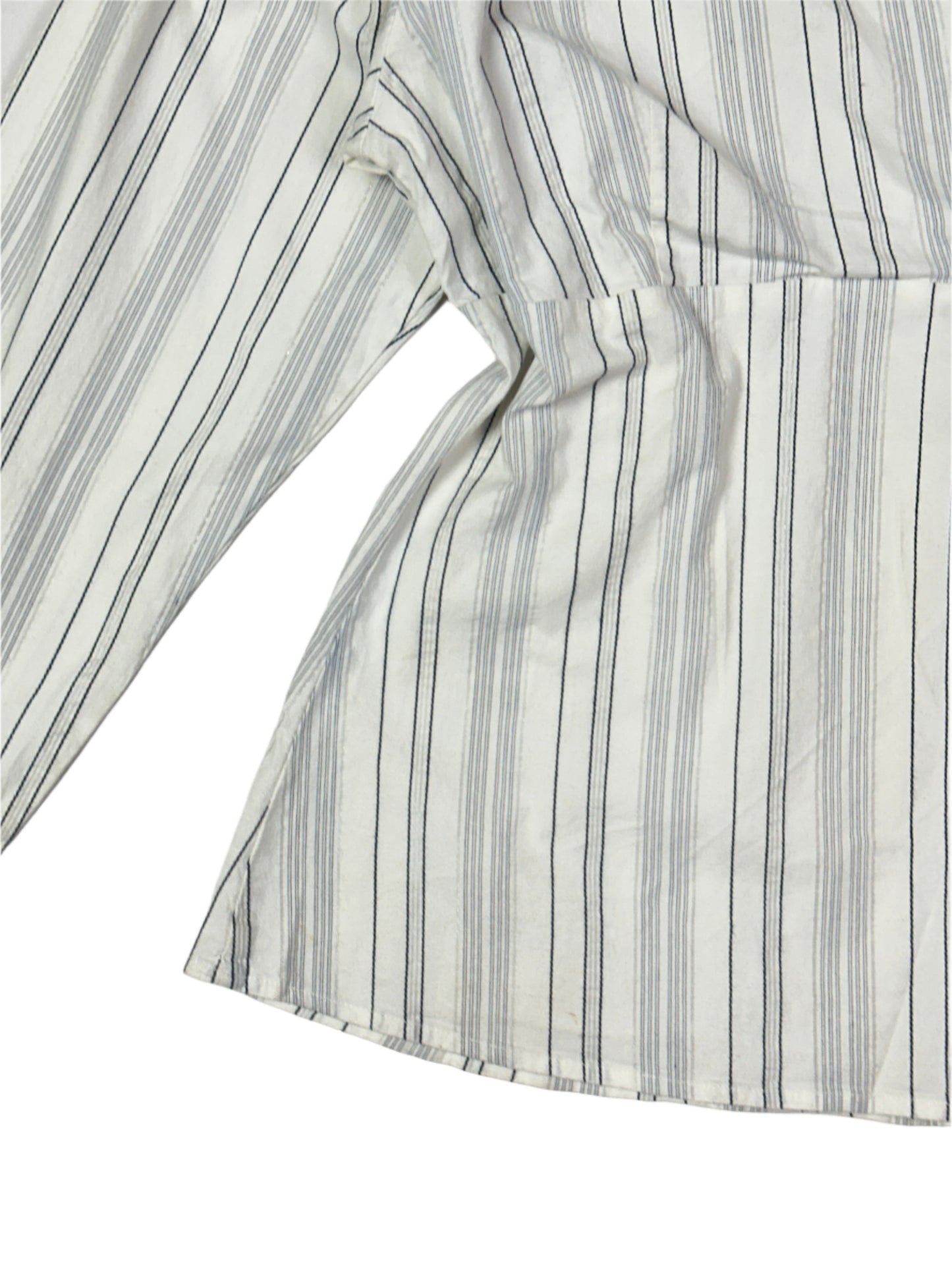 Y2K Striped Wrap-Style Fitted Waist V-Neck Blouse