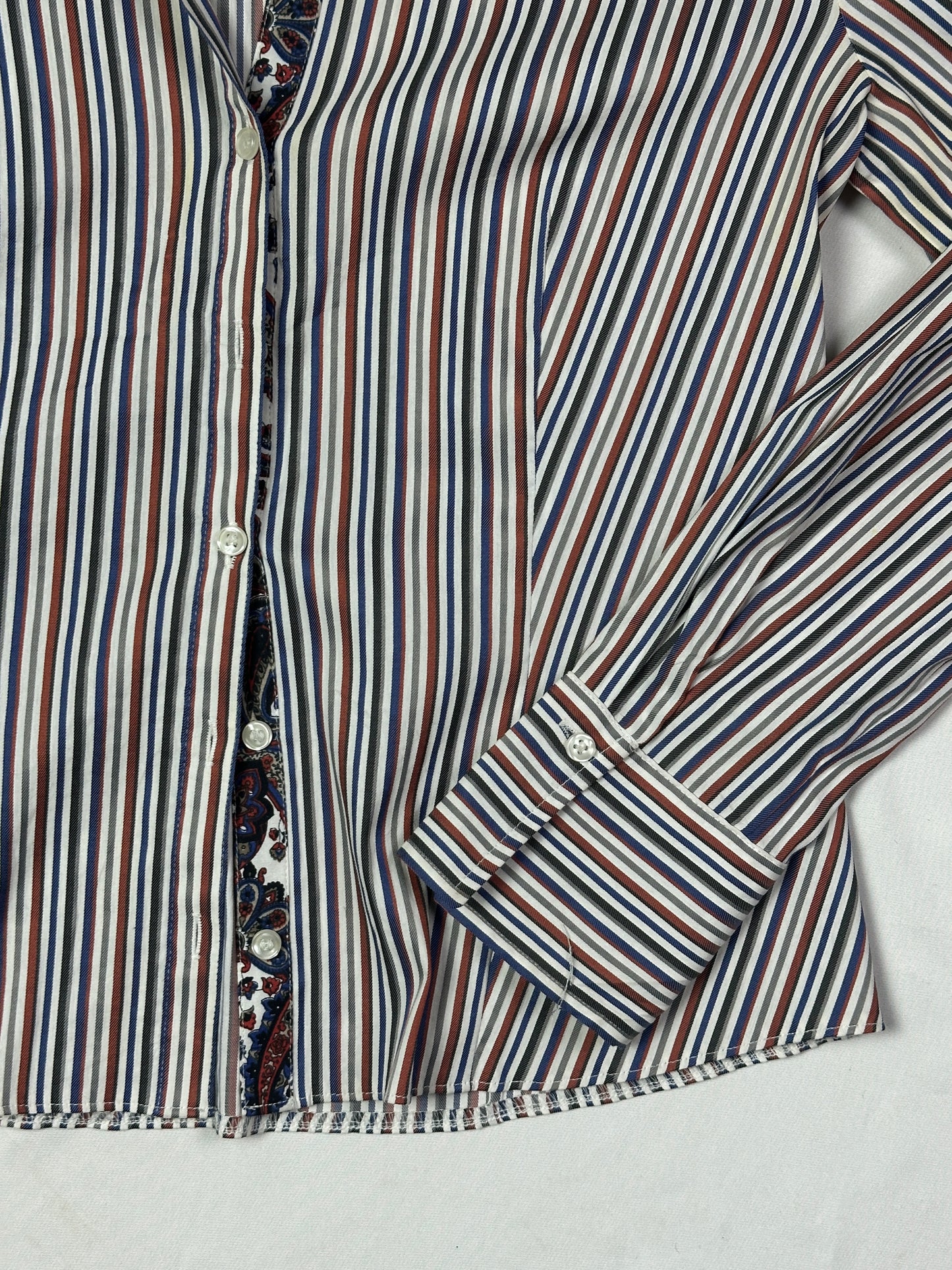 Striped Women's Fitted Shirt with Paisley Trim