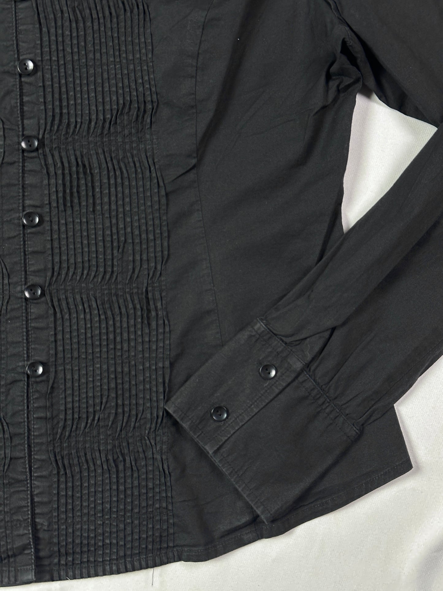 Y2K Pleated Front Fitted Shirt - Large