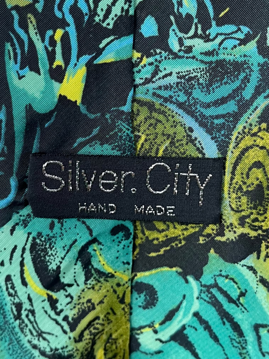 Silver City Retro Swirl Print Necktie 9 cm