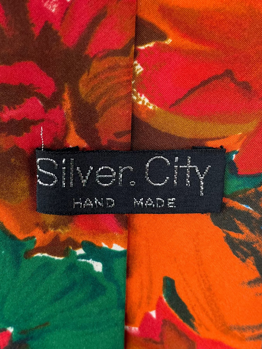 Silver City Orange Floral Necktie 9 cm