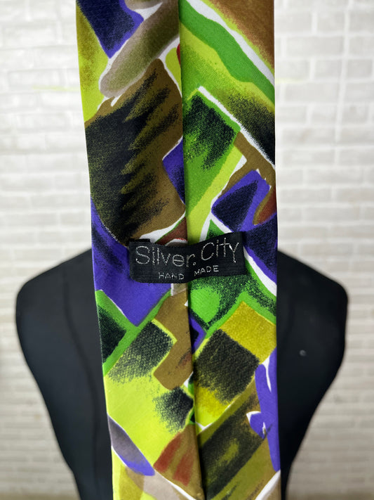 Silver City Retro Brushstroke Necktie 9 cm
