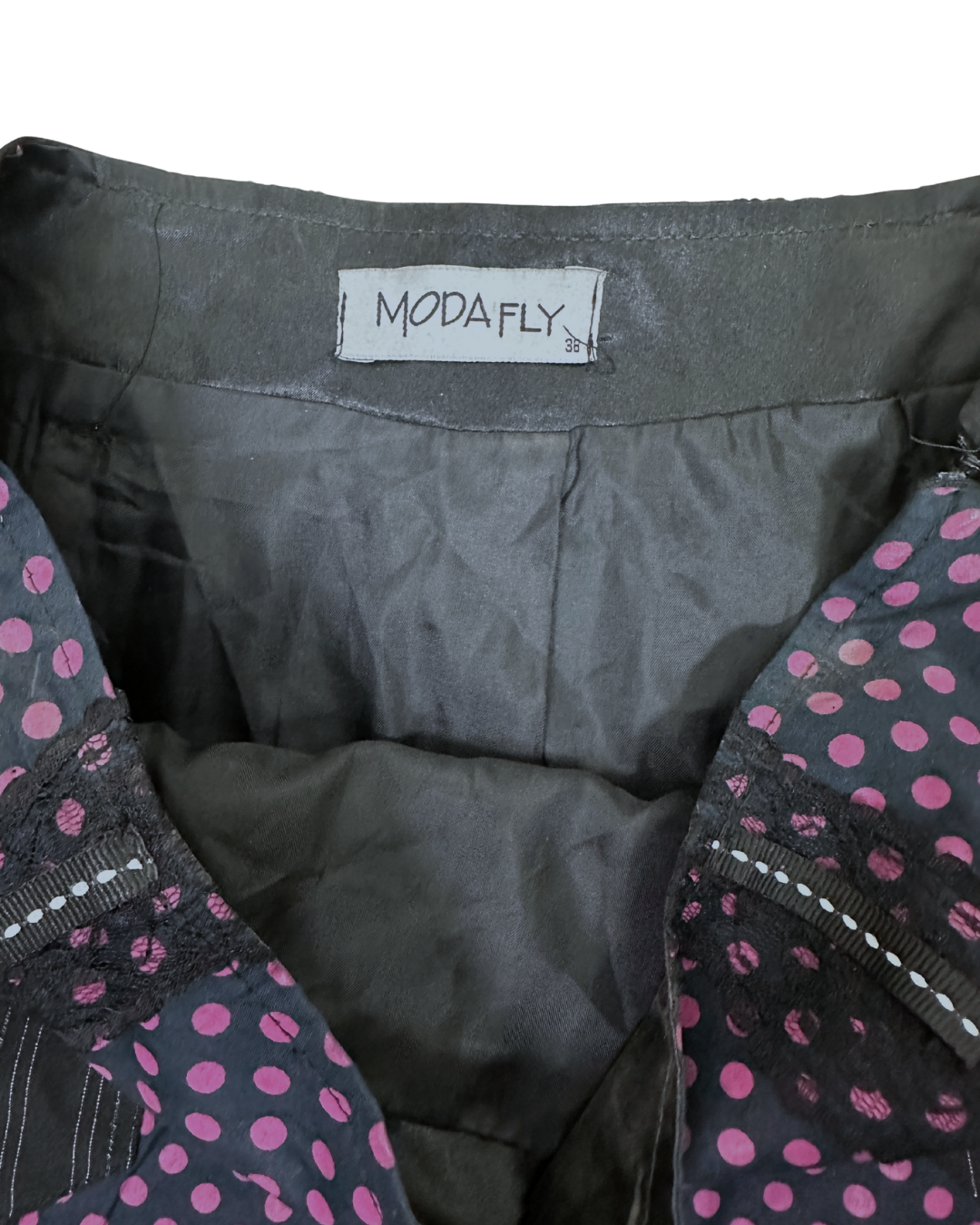 Vintage Polka Dot Paneled Skirt w/ Satin Inserts