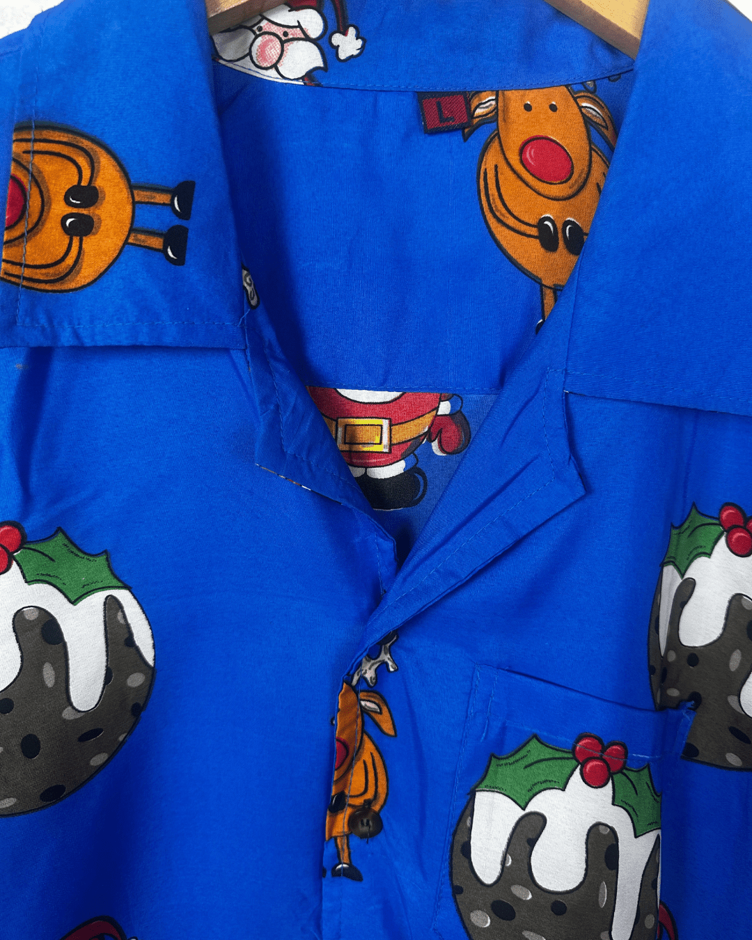 Christmas Santa Pattern Shirt - Large - Funkify