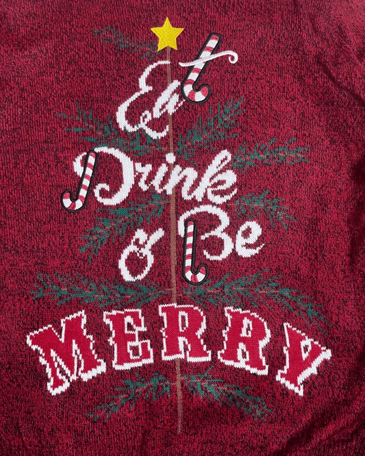Eat Drink & Be Merry Christmas Sweater 2XL - Funkify