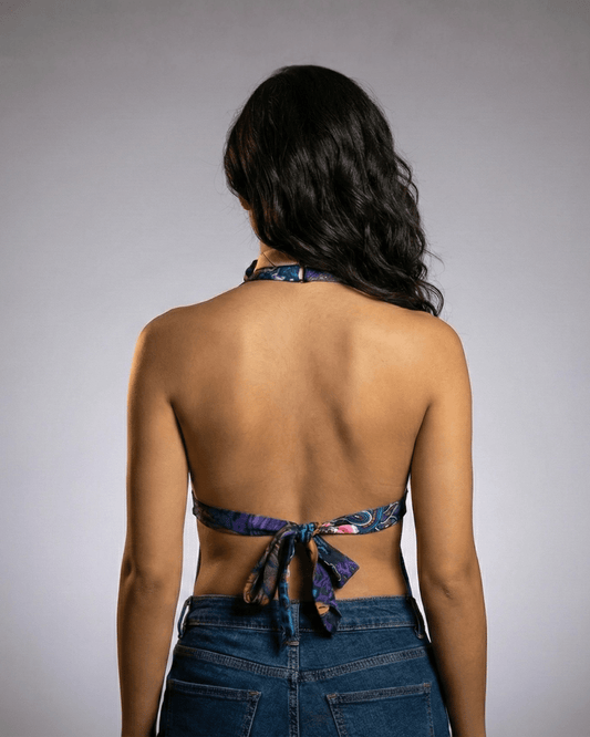 Handmade Upcycled Necktie Halter Vest Top with Choker XS - M - Funkify