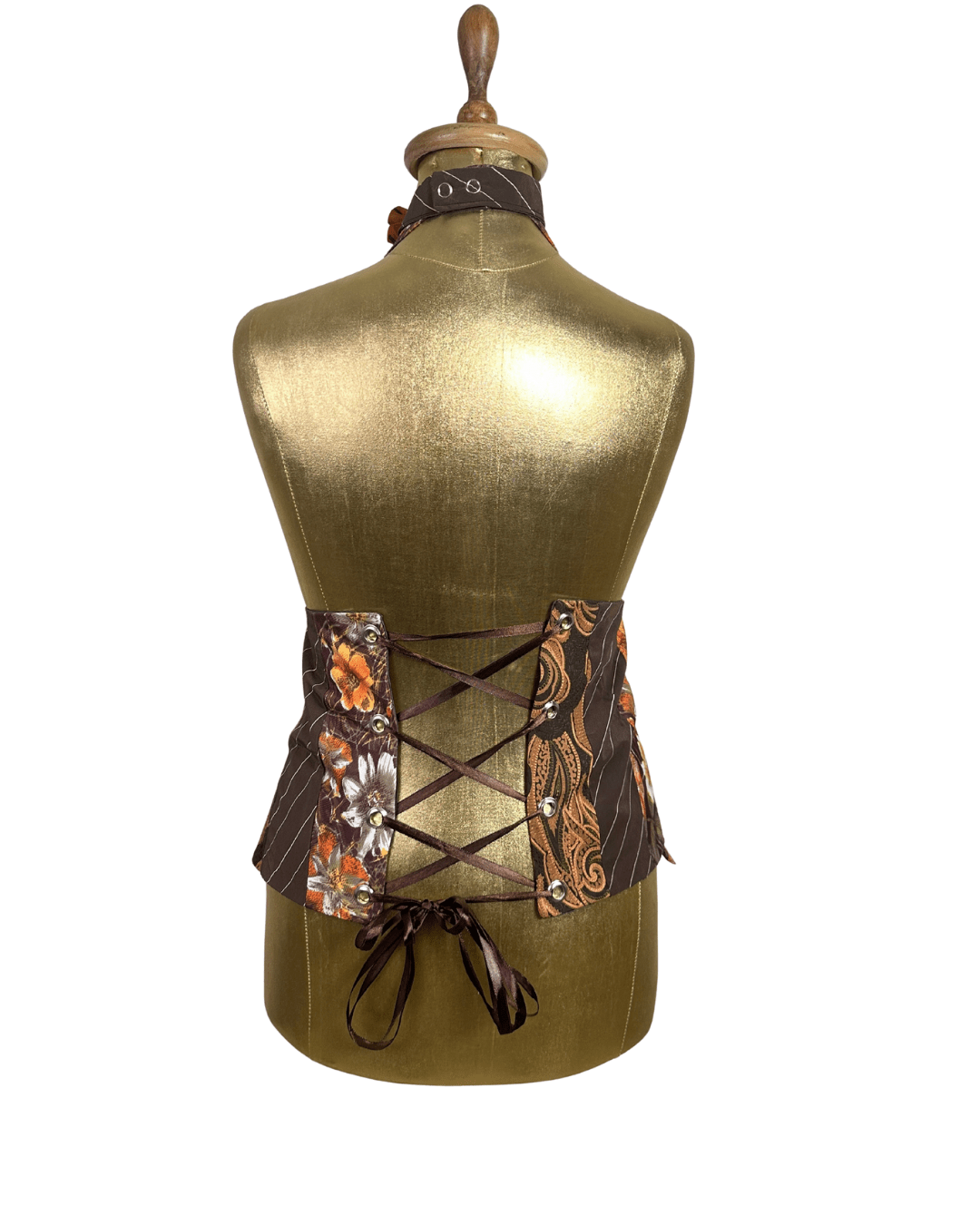 Handmade Upcycled Necktie Halter Vest Top with Corset Back & Choker M - XL - Funkify