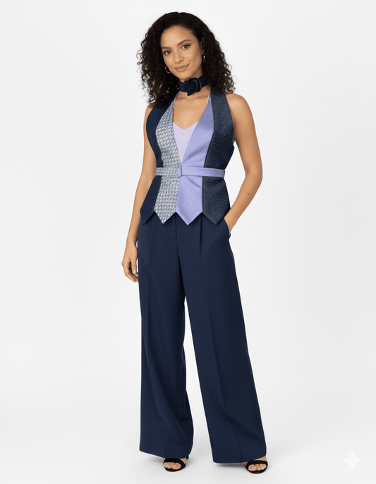 Handmade Upcycled Tie Vest Top with Choker - Funkify