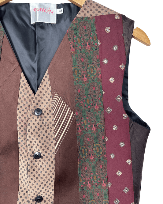 Retied Unisex Upcycled Necktie Vest - Medium - Funkify