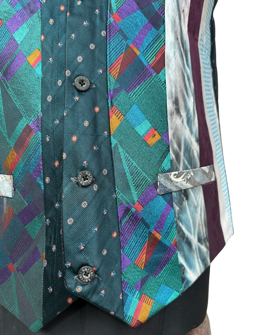 Retied Unisex Upcycled Neckties Vest Large - Funkify