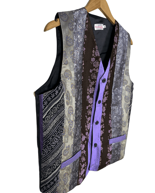 Retied Upcycled Neckties Vest - Large - Funkify