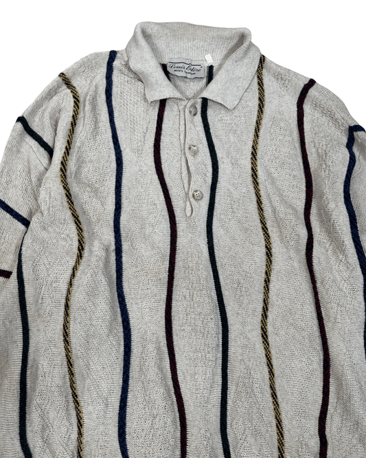 Vintage Louis Estere Striped Polo Sweater - Funkify