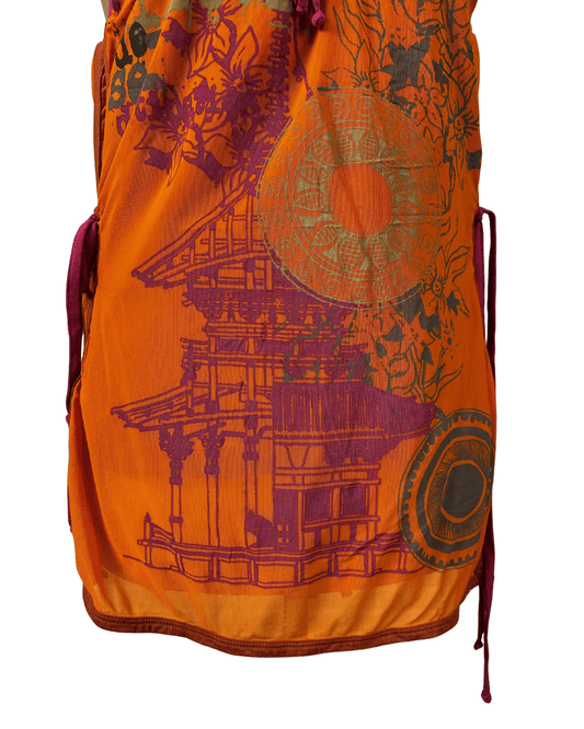 Y2K Fleur De Sel Graphic Top with Pink Tie and Sheer Overlay - Funkify