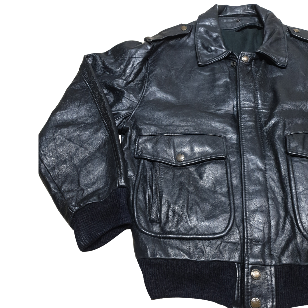 Vintage Genuine Leather Bomber Jacket