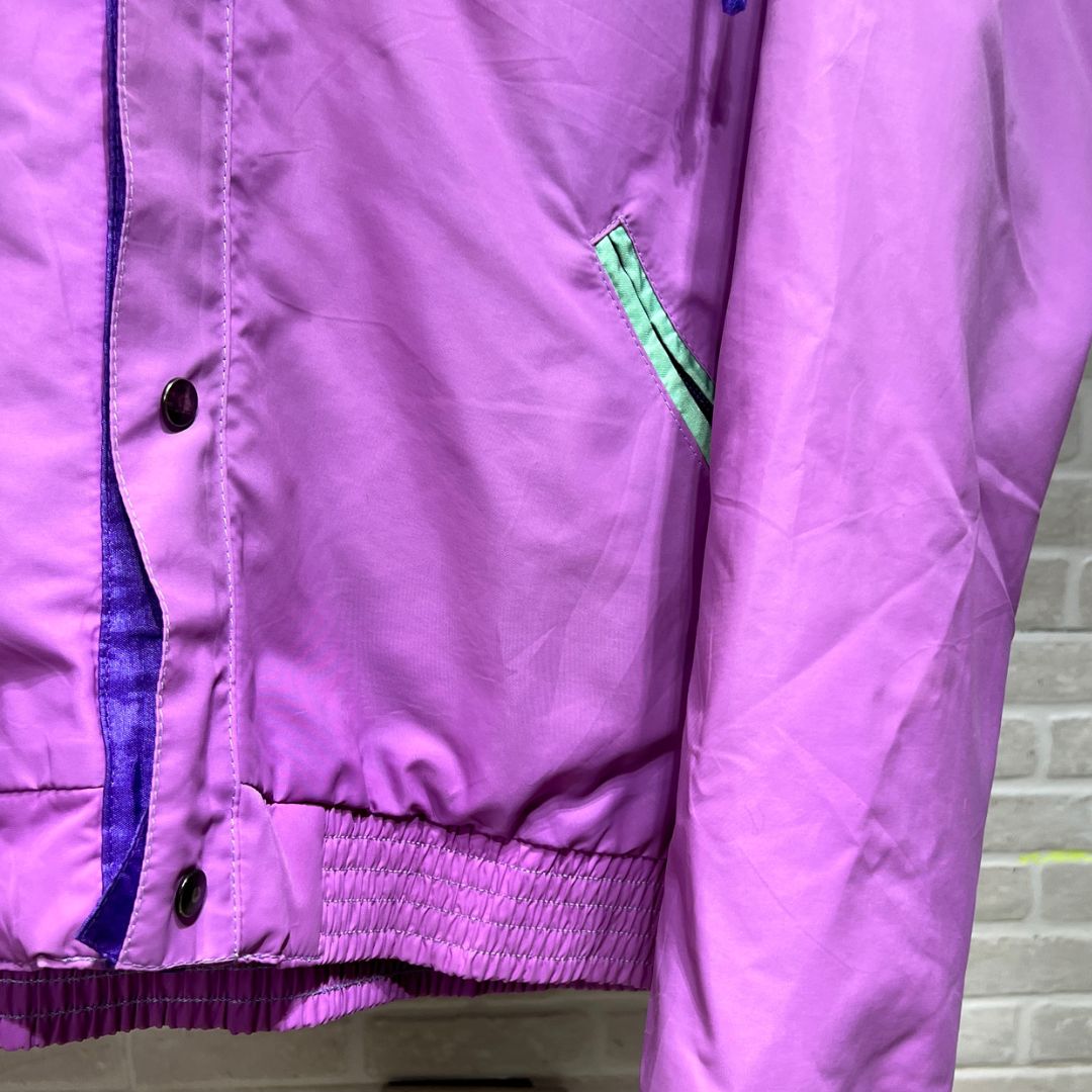 Vintage 80s Colorblock Jacket with Foldable Hood