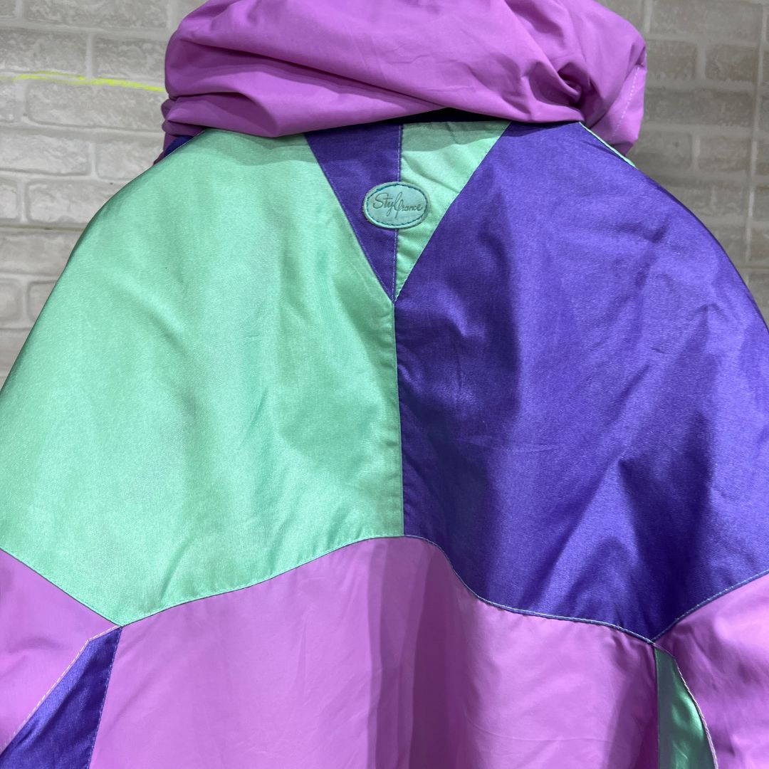 Vintage 80s Colorblock Jacket with Foldable Hood