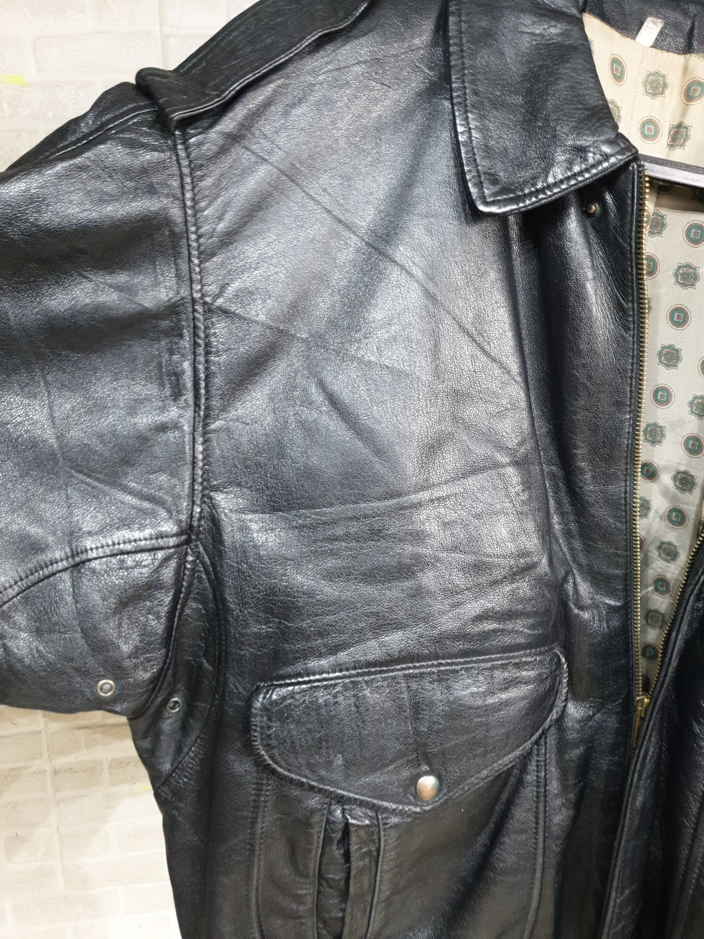 Vintage Genuine Leather Bomber Jacket
