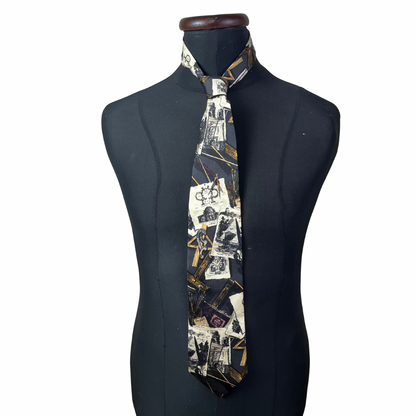 Structure Collage Print necktie 9.5 cm