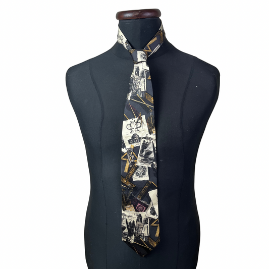 Structure Collage Print necktie 9.5 cm