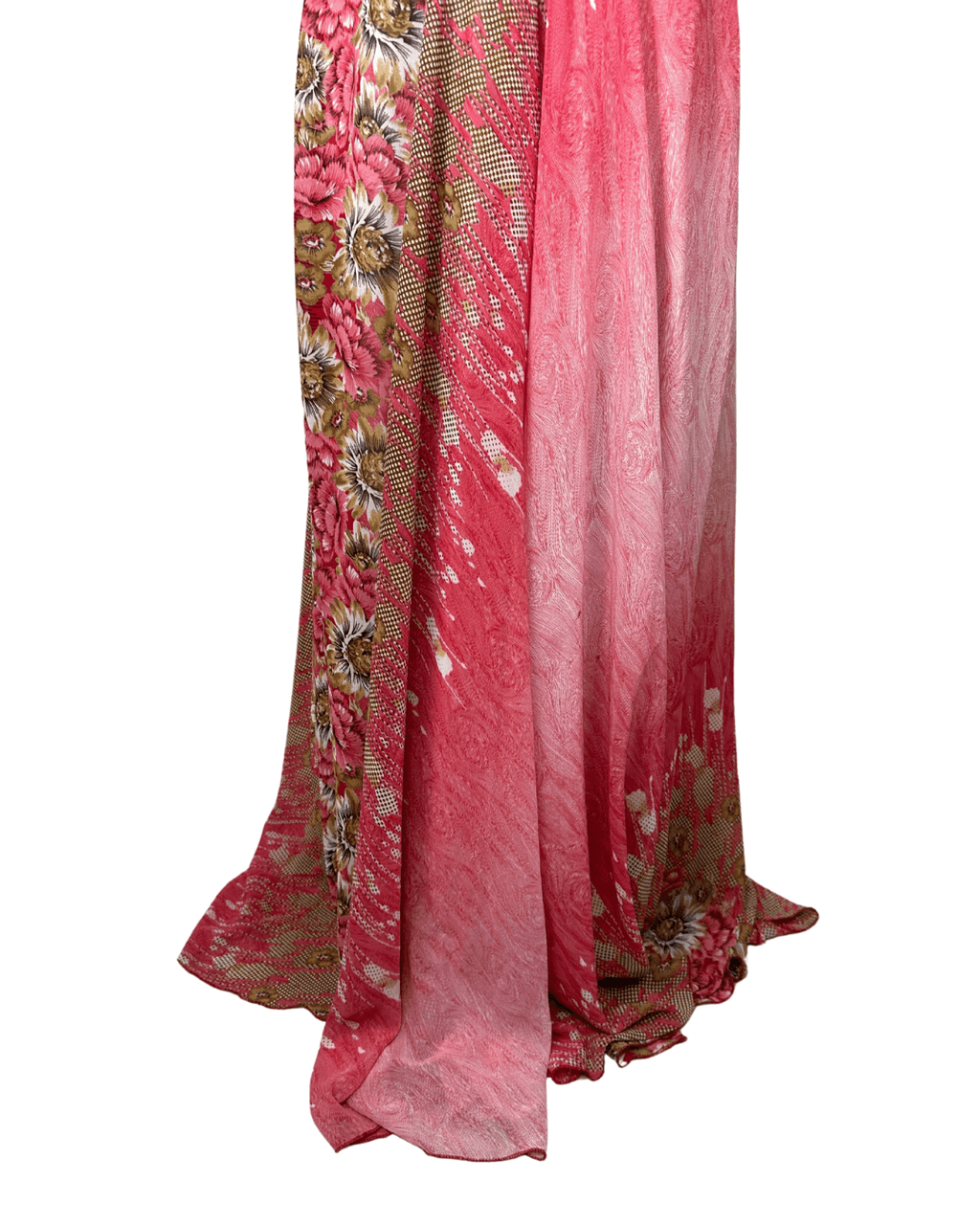 00s Y2K Halter Maxi Dress with Denim Bodice & Red Leather Belt Detail - Funkify