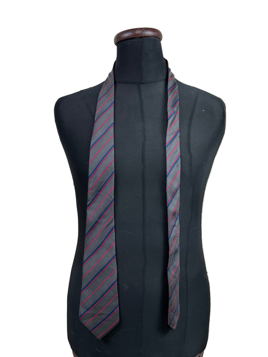 Gray Striped Pure Silk Necktie