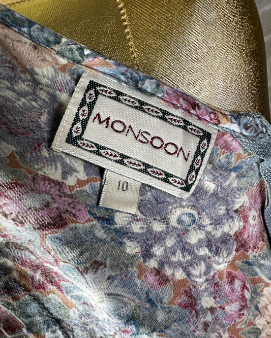 Vintage 90s Monsoon Floral Pleated Tea Dress