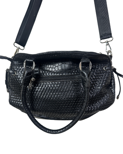 Vintage Y2K Guess Black Embossed Leather Shoulder Bag