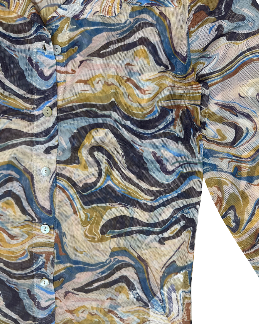 Retro Pattern Sheer Women's Shirt - Medium