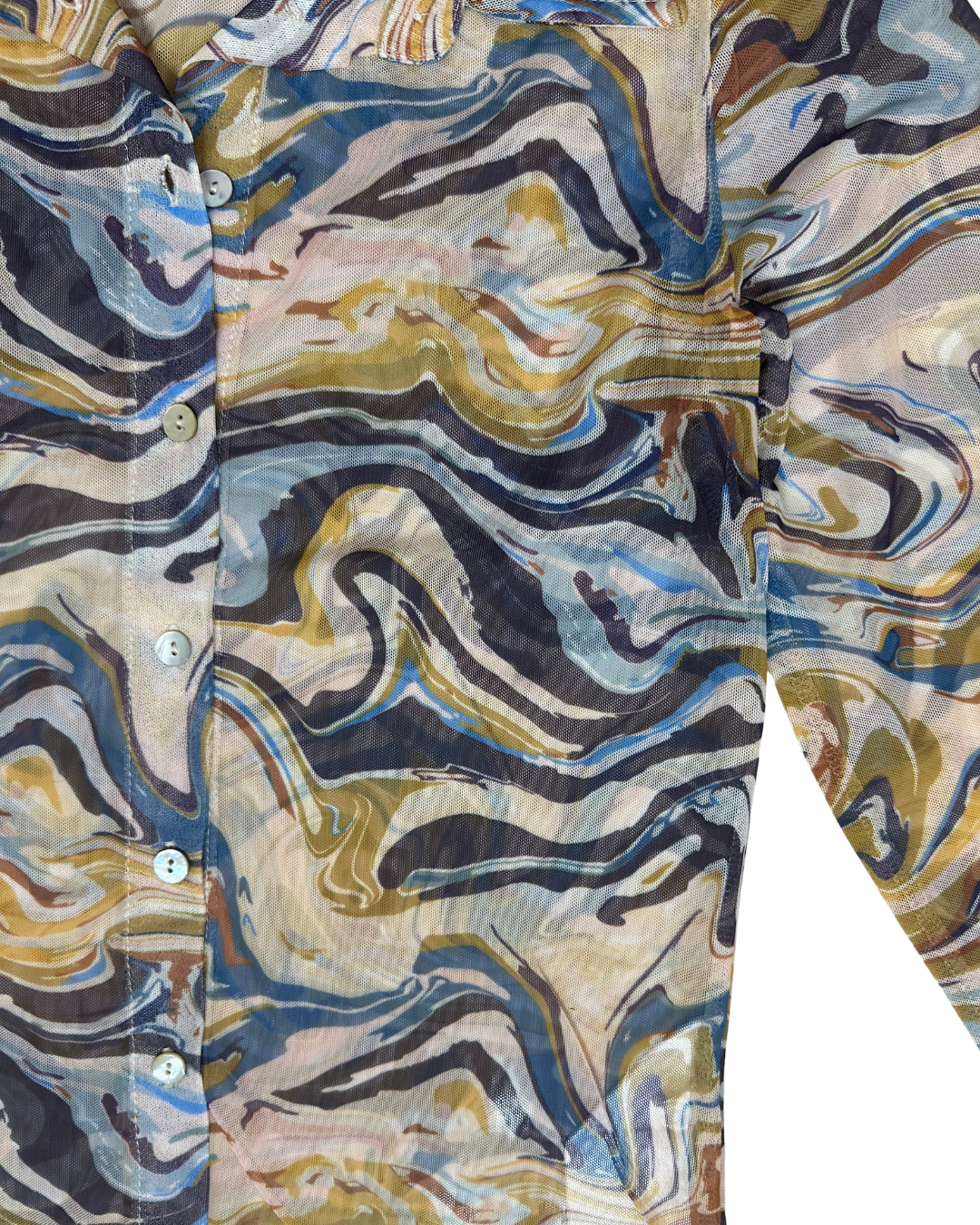 Retro Pattern Sheer Women's Shirt - Medium