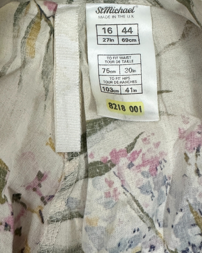 St Michael Linen-blend  Pleated Skirt