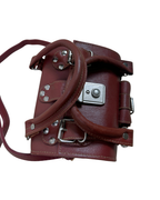 90s Multi-Buckle Cylinder Leather Crossbody Bag with Top Handle