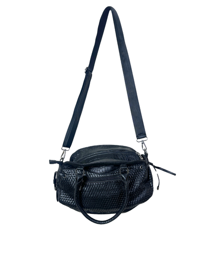 Vintage Y2K Guess Black Embossed Leather Shoulder Bag
