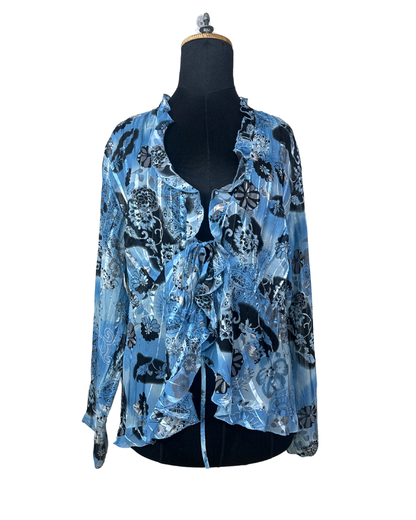 Notations Tie-Front Ruffled Blouse  – Lightweight & Flowy