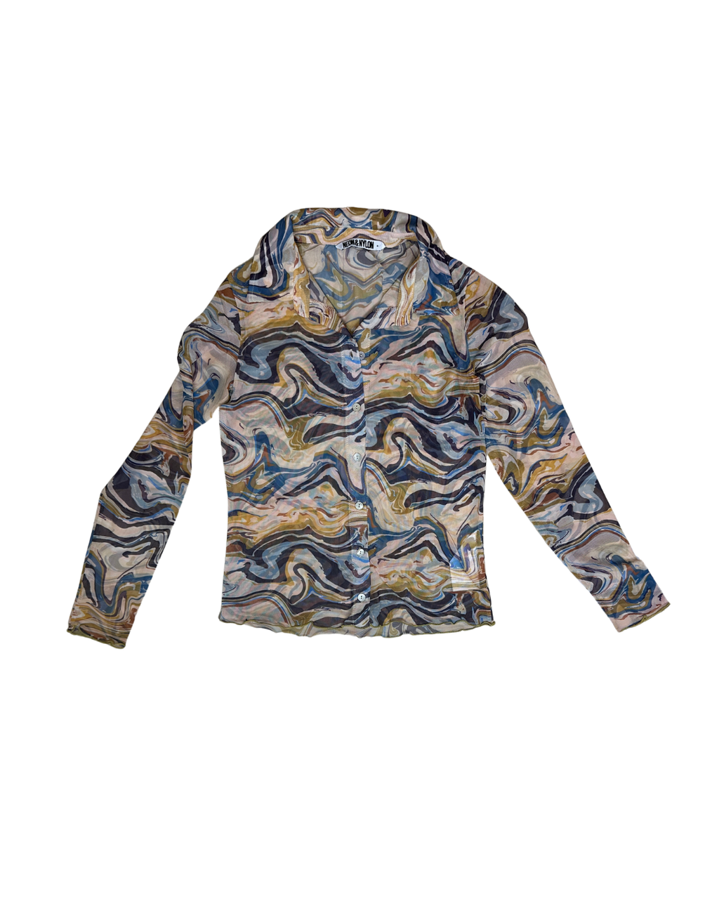 Retro Pattern Sheer Women's Shirt - Medium