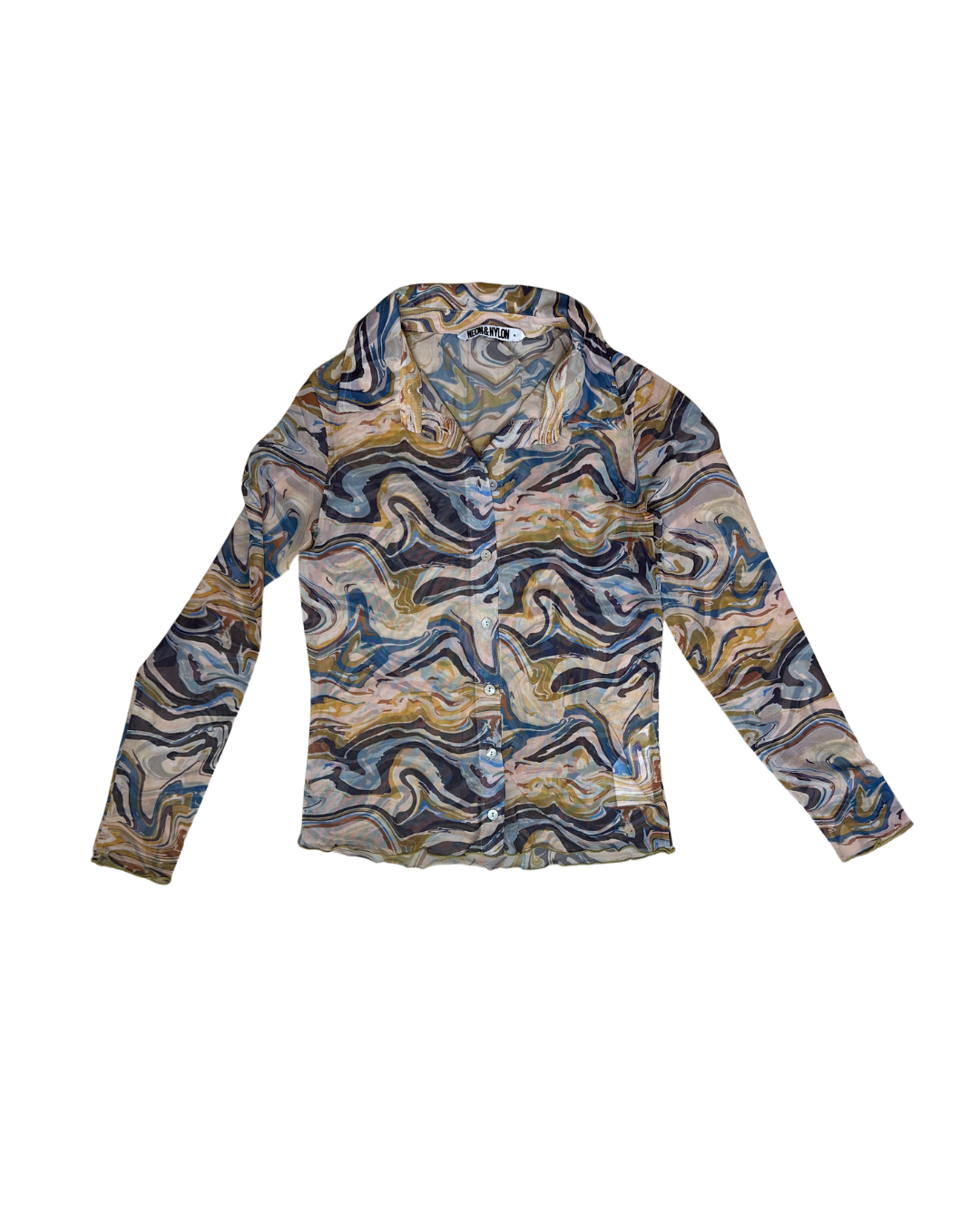 Retro Pattern Sheer Women's Shirt - Medium